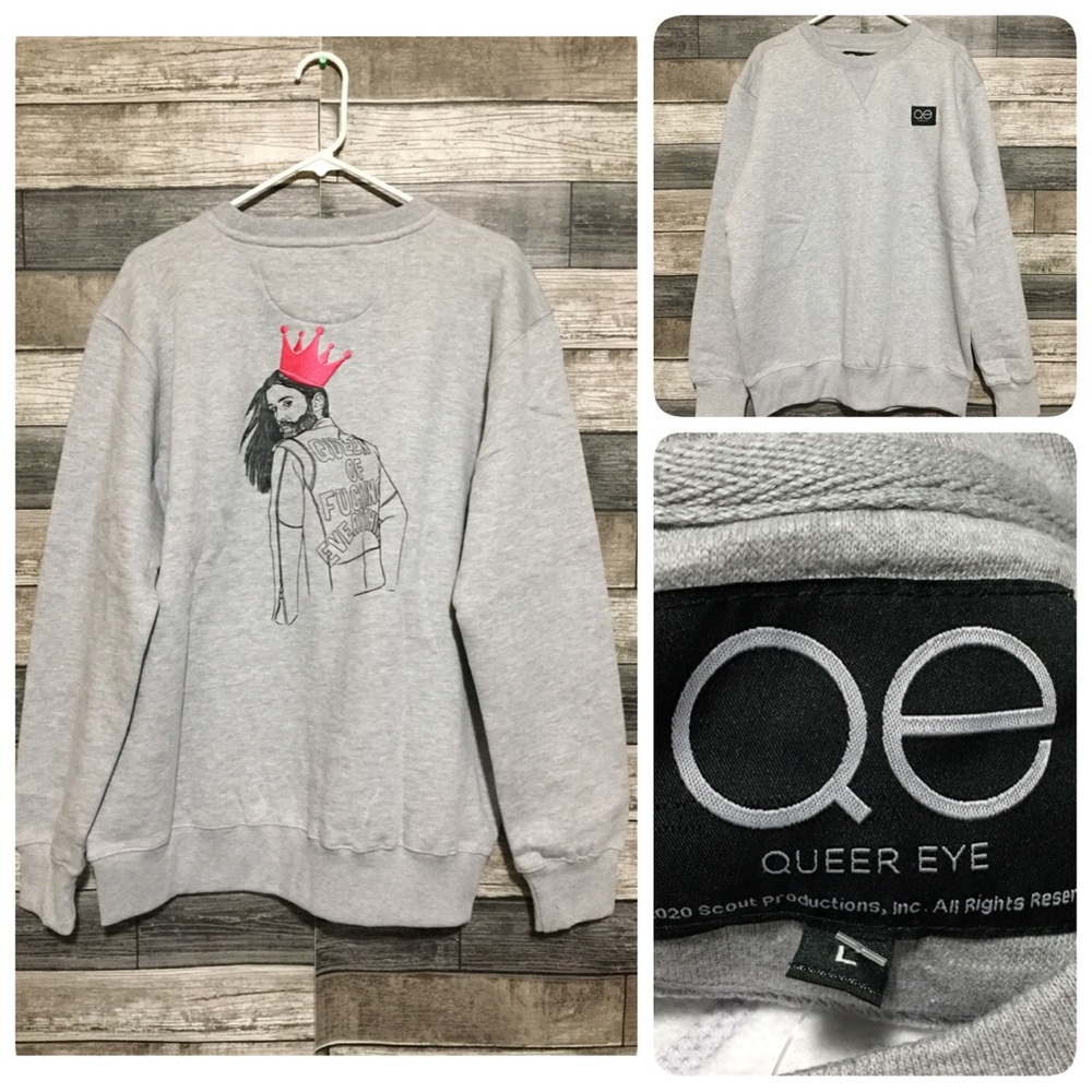 Queer Eye Queen Of Everything Crewneck Sweatshirt Size L Gray Pullover Fleece